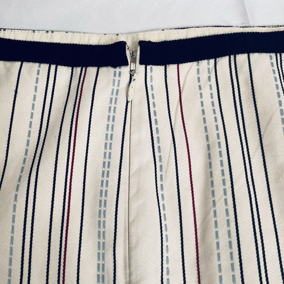 Nanette Lepore Off-White Striped Cotton A-Line Above Knee Skirt Size 4 - Picture 2 of 5